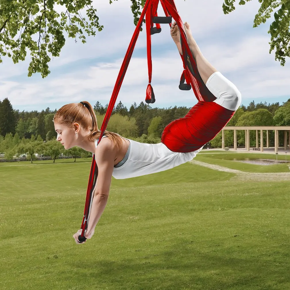 

Aerial Yoga Hammock 6 Handles Strap Home Gym Hanging Belt Swing Anti-Gravity Aerial Traction Devices