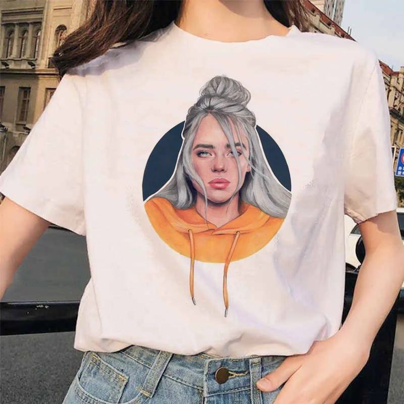 20489 Billie Eilish футболка уличная хип-хоп ee-рубашка для op vogue Женская рубашка Harajuku одежда смешная винтажная - Цвет: 20489