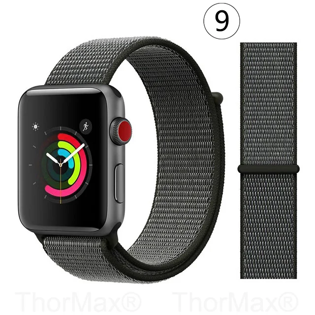Ремешок для часов Apple Watch 4 серии 5 4 3 мягкий легкий дышащий нейлоновый спортивный ремешок 38 мм 42 мм 40 мм 44 мм Ремешки для наручных часов - Цвет ремешка: 9-Dark Olive