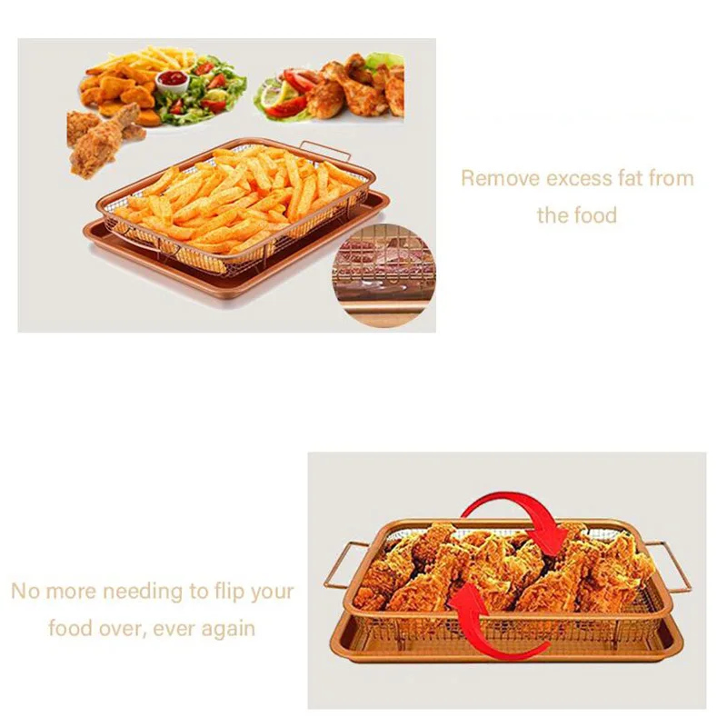 

Copper Baking Tray Oil Frying Baking Pan Non-stick Chips Basket Baking Dish Grill Mesh Kitchen Tools Kitchen Gadgets