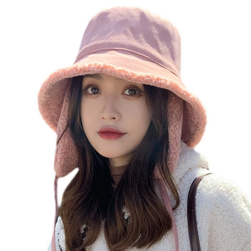 

573B Plush Letter Fisherman Basin Hat Fall Winter Tide Casual Hat for Women