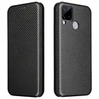 Чехол-книжка для OPPO Realme C15, из углеродного волокна, с магнитной застежкой
