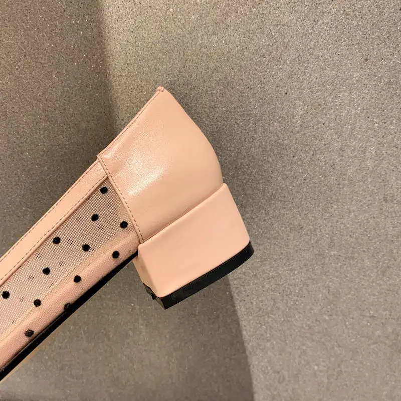 

ALLBITEFO Size:34-43 genuine leather+mesh bowtie thick heels wedding women shoes brand high heels shoes women heels shoes