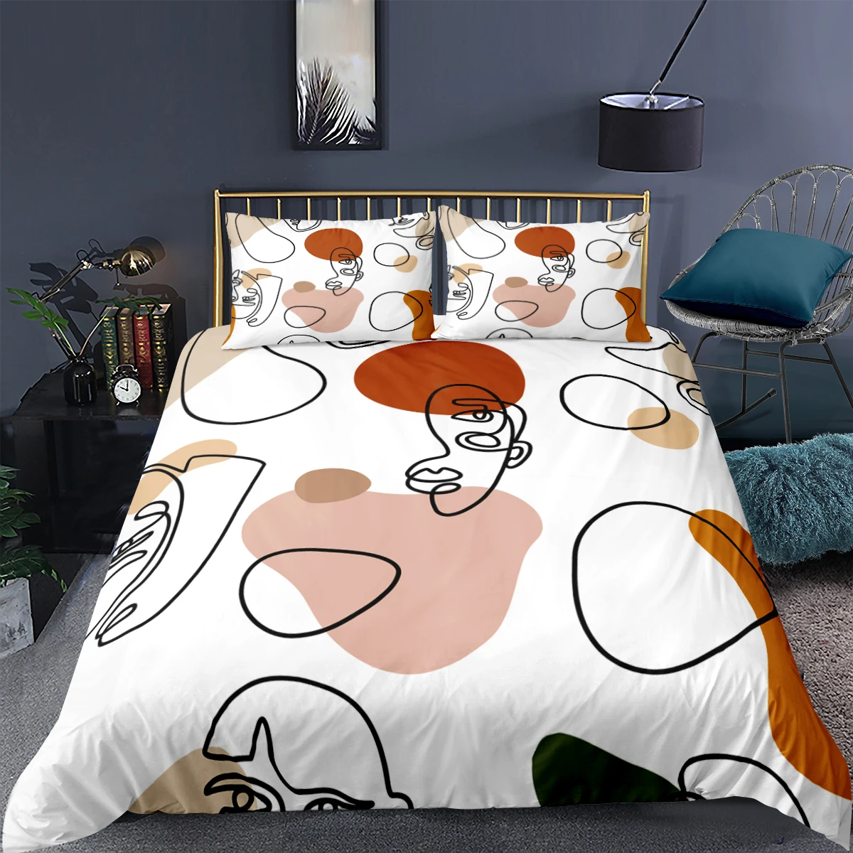 

Customized Printed Bedding Set Abstract Style Duvet Cover Pillowcase Single Twin Queen King Size Soft Four Seasons Home Textile