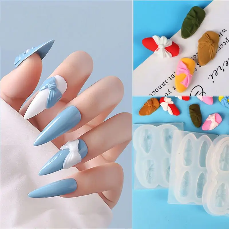 

5Pcs Silicone 3D Stereo Mini Bowtie Carving Mold Nail Art Mould Kit Bow Template Silicone Resin Mold Nails Art Crafts