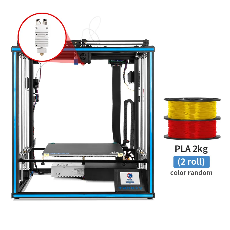 Verkaufen Tronxy X5SA-2E 3D Drucker DIY Kit Große Größe Dual Extrusion Kopf 2 Farbe Druck Ender Impresora Drucker Corexy PLA