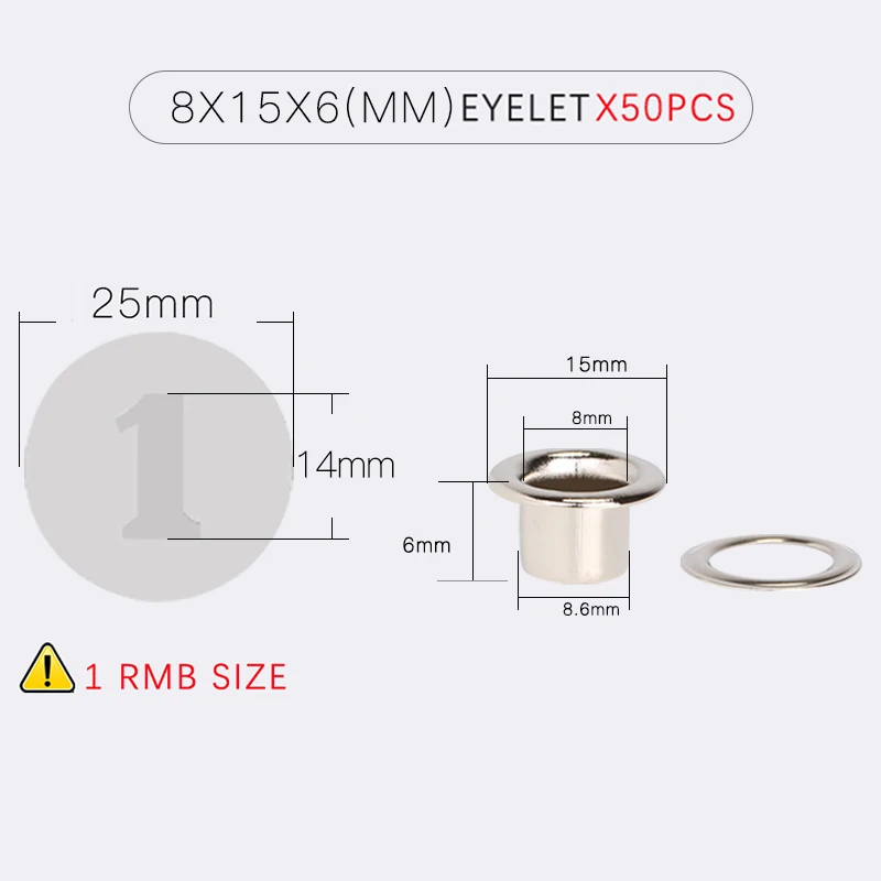 

Серебристая, бронзовая, черная, 8x15x6 мм Люверсы с шайбой, подходит для кожи, ремесло «сделай сам», ремешок для обуви