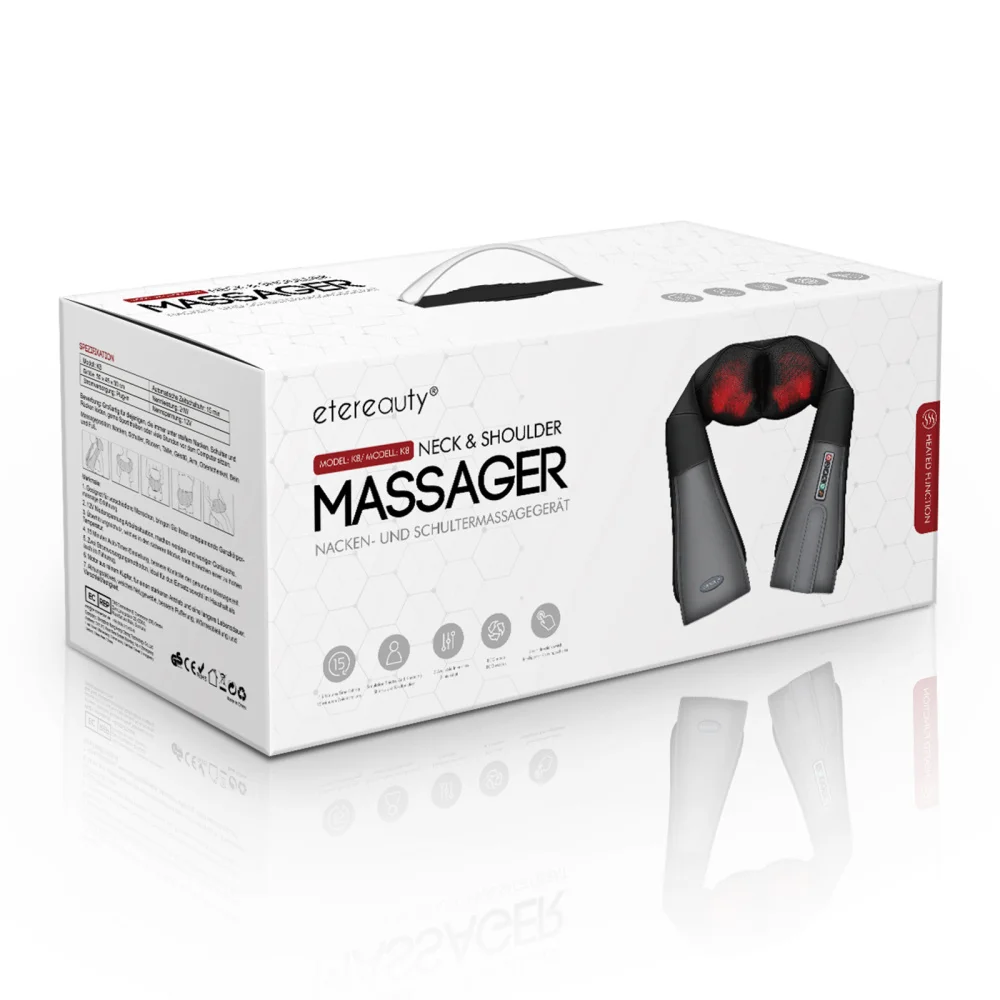 

ETEREAUTY 6 Buttons Neck and Shoulder Massager Heated Body Massager Electric Shiatsu Machine Deep Kneading Shawl with