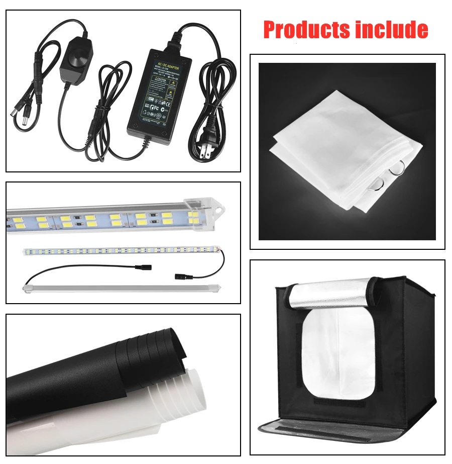 40cm*40cm Folding Photo Studio Softbox Lightbox LED Tabletop Photography Shooting Foldable Tent Photobox With Light | Электроника