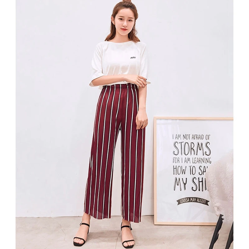 Капри прозрачные с широкими штанинами черные белые винные красные синие брюки в