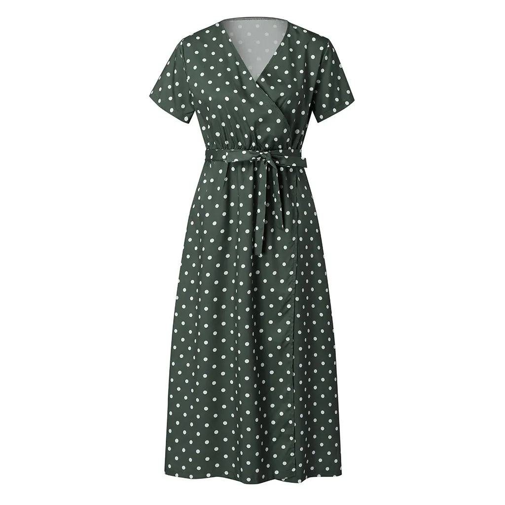 Женское платье макси с глубоким v образным вырезом летнее и коротким рукавом в