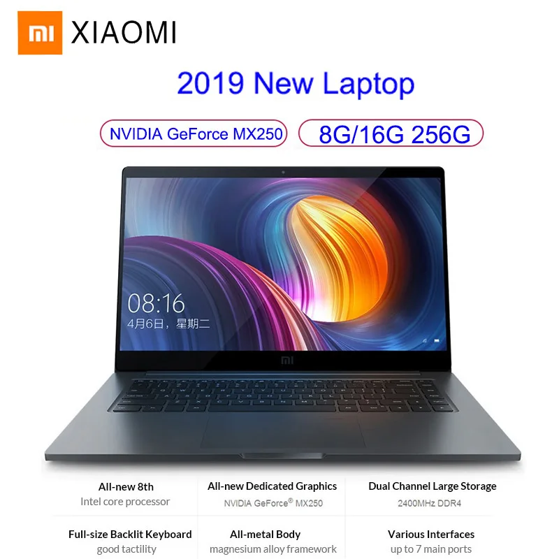 Xiaomi Mi Notebook Pro игровой ноутбук 15 6 дюймов Windows 10 Intel Quad Core I5 8GBRAM 256 ГБ SSD 2G GeForce MX250 карта