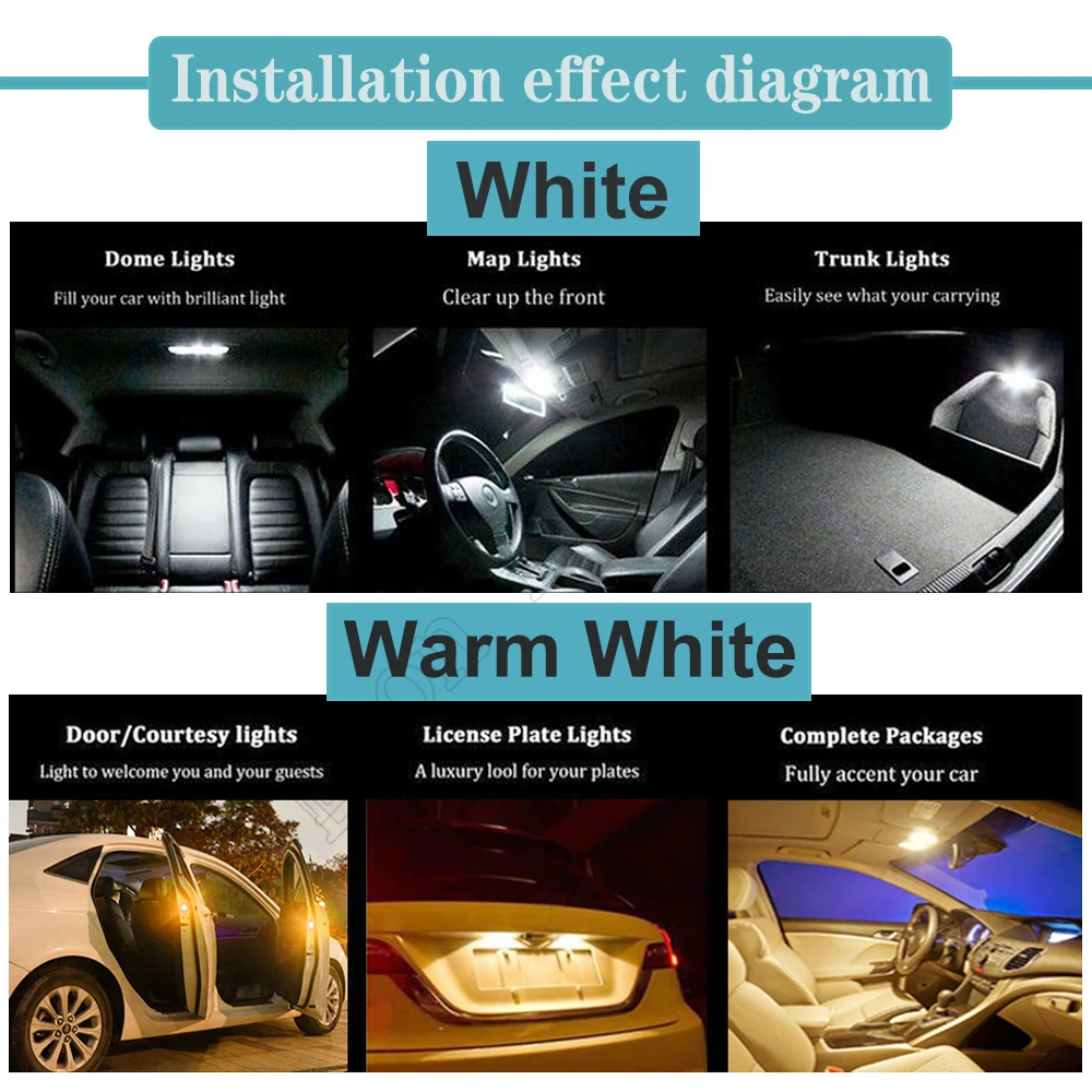 2x Car LED CANBUS Bulb Warm White Festoon 31mm 36mm 39mm 41mm 42mm C5W C10w Reading Lamp Auto Interior Dome Map Light 6V 12V AC images - 6