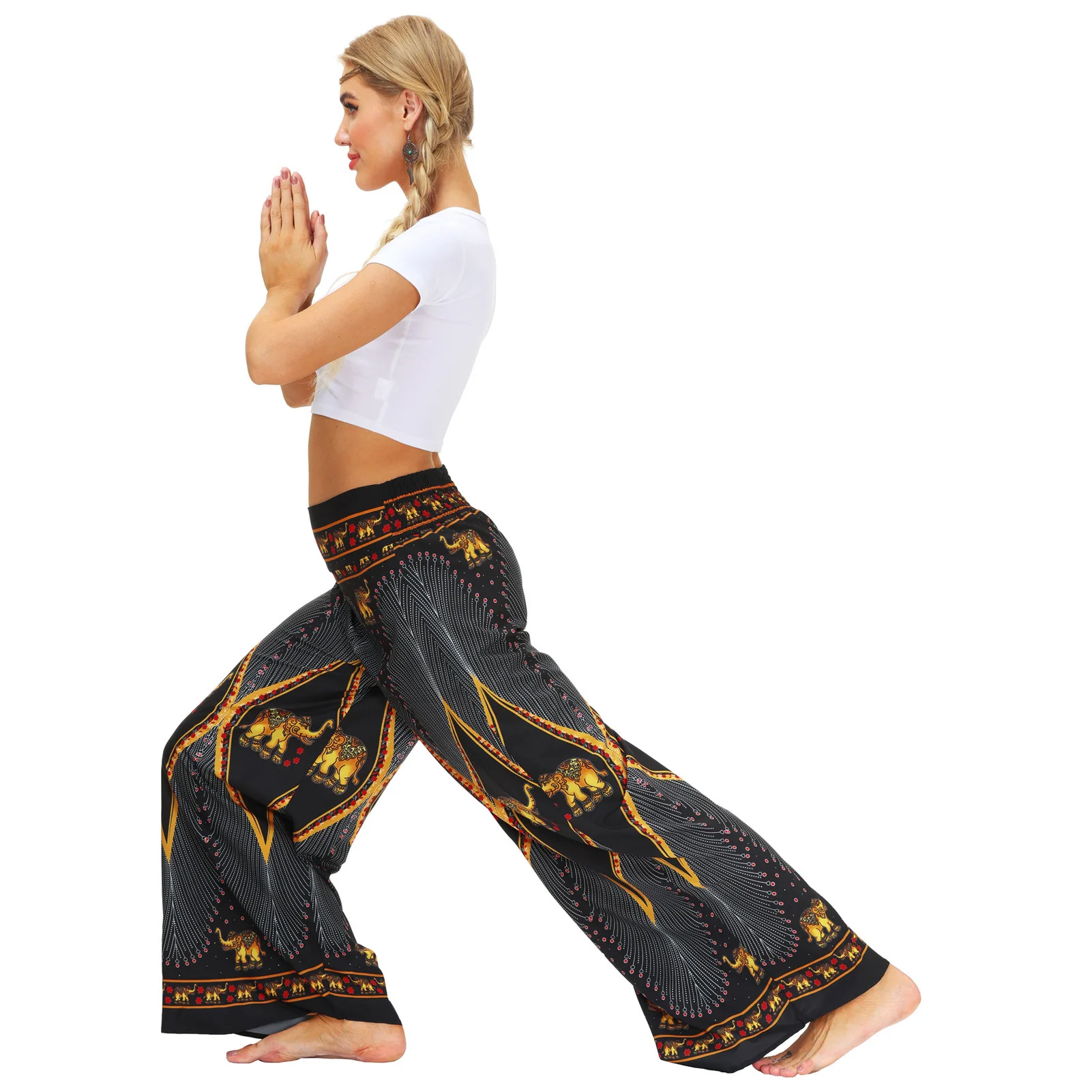 New Products Women's Fashion Sports Yoga Leisure Straight Wide Leg Pants Ethnic Dance Practice Pants