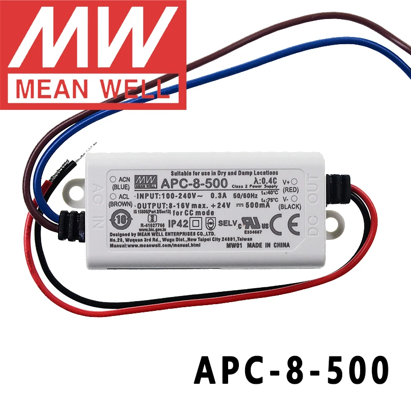 Оригинальный Mean Well APC 8 500 meanwell пластиковый чехол 500mA с постоянным током Вт одним