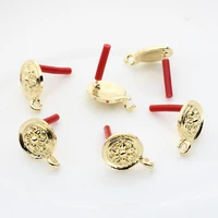 zinc alloy round flowers base earrings connector charms 6pcslot for diy drop earrings jewelry making accessories