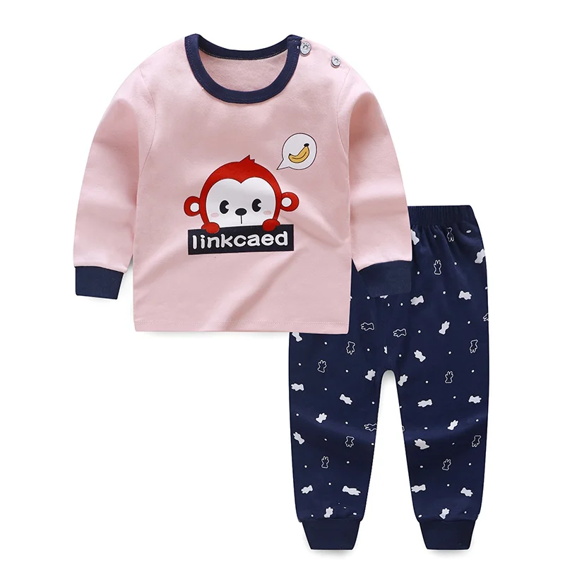 Spring Autumn Baby Girls Boys Clothes Cartoon Print Sleepwear Sets Kids Long Sleeve Blouse Tops+Pants Pajamas 0-6Y | Детская одежда и