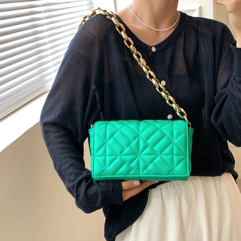 

Women's Shoulder Bags 2021 Thick Chain Quilted Shoulder Purses Handbag Women Clutch Bags Ladies Hand Bag Tote Bag Lipstick Bag