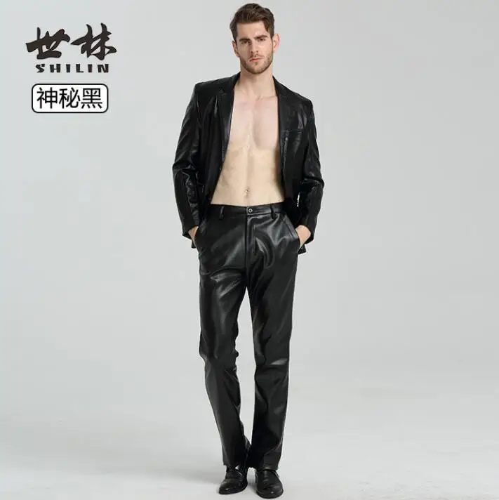 Spring summer loose faux leather pants mens motorcycle casual pants fashion trousers men waterproof personality pantalon homme