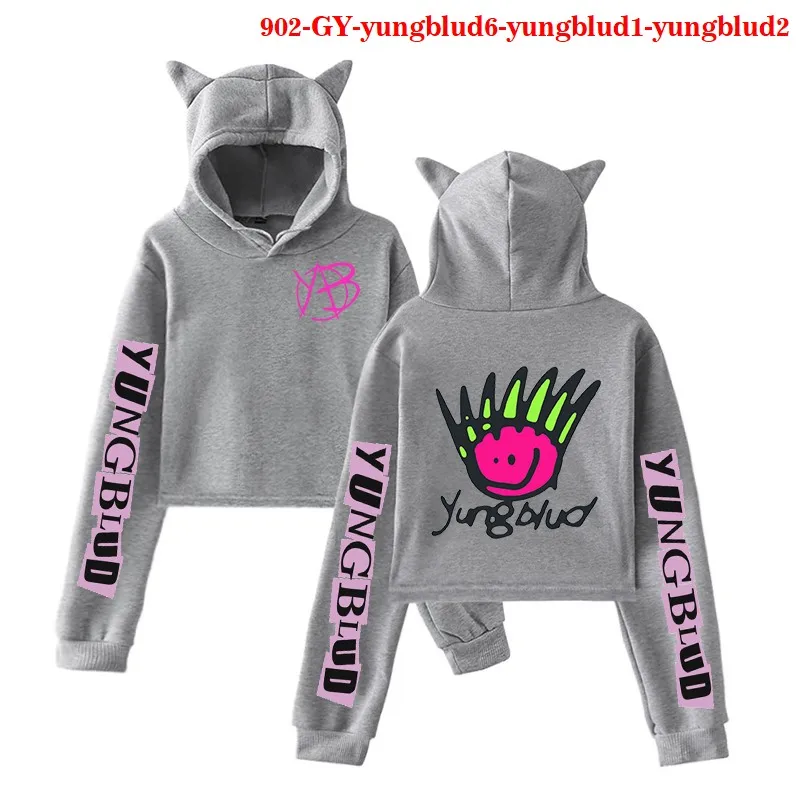 2021 черный укороченный топ свитшот с длинным рукавом Yungblud женские толстовки