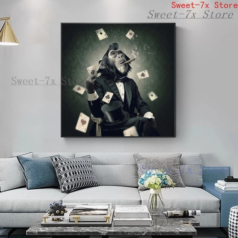 

Smoking Monkey Orangutan Animal Canvas Painting Art Nordic Posters and Prints Wall Pictures for Living Room Decor Frameless