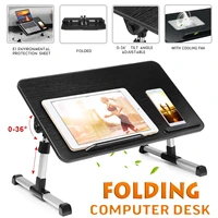 portable adjustable folding laptop table iron sofa bed office laptop stand desk with cooling fans computer notebook bed table