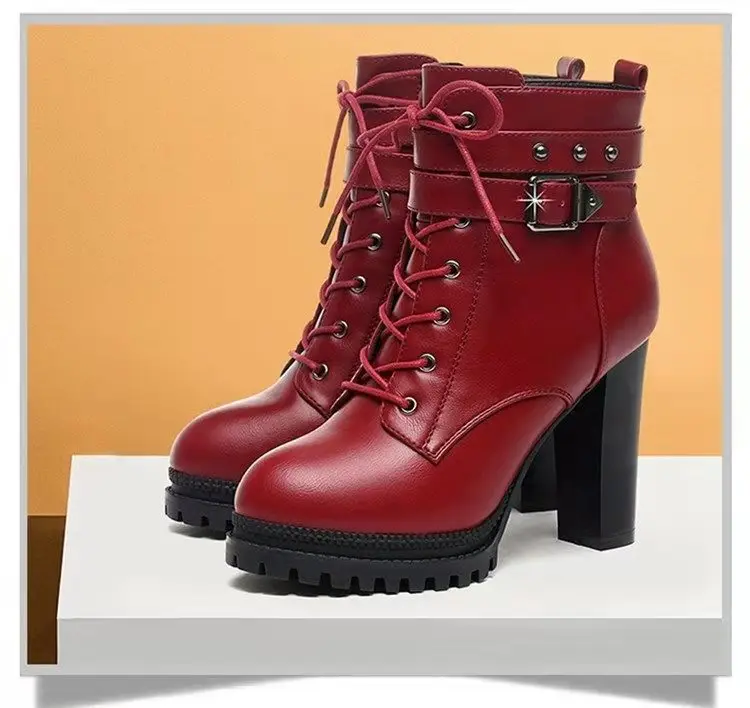 

Новые модные женские зимние ботинки, женские ботинки на платформе, ботильоны на квадратном каблуке с круглым носком, женские ботинки 3-28