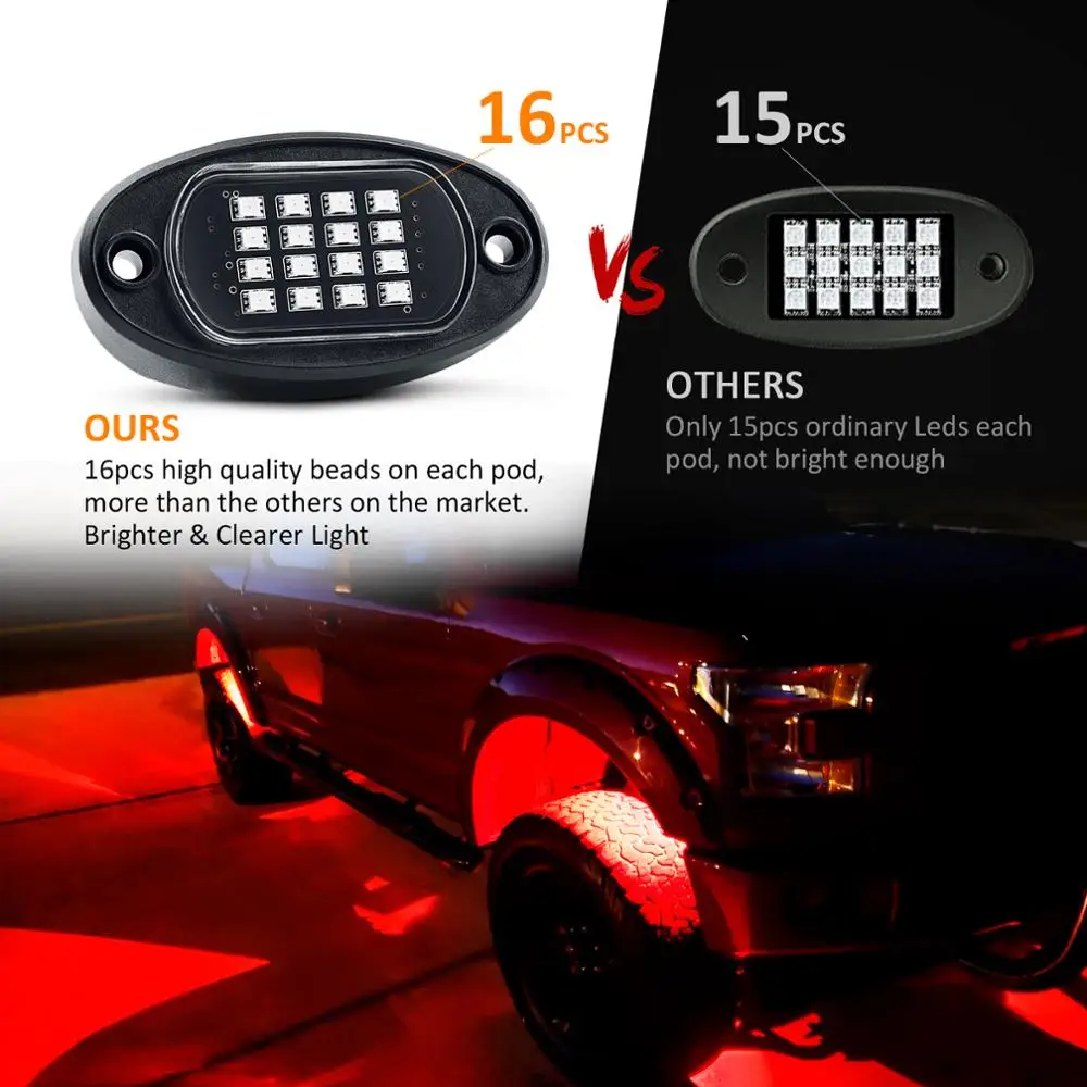 MICTUNING 6 накладки RGB светодиодный Рок Огни 96 Светодиодный s музыка неоновые Underglow