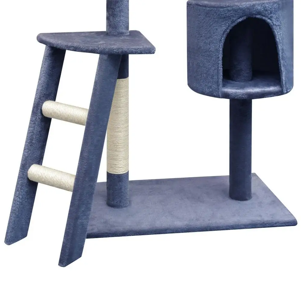 Cat Tree with Sisal Scratching Posts 150cm Dark Blue Scratches Multi-level Play Center Fully Functional High-rise Platform | Дом и сад