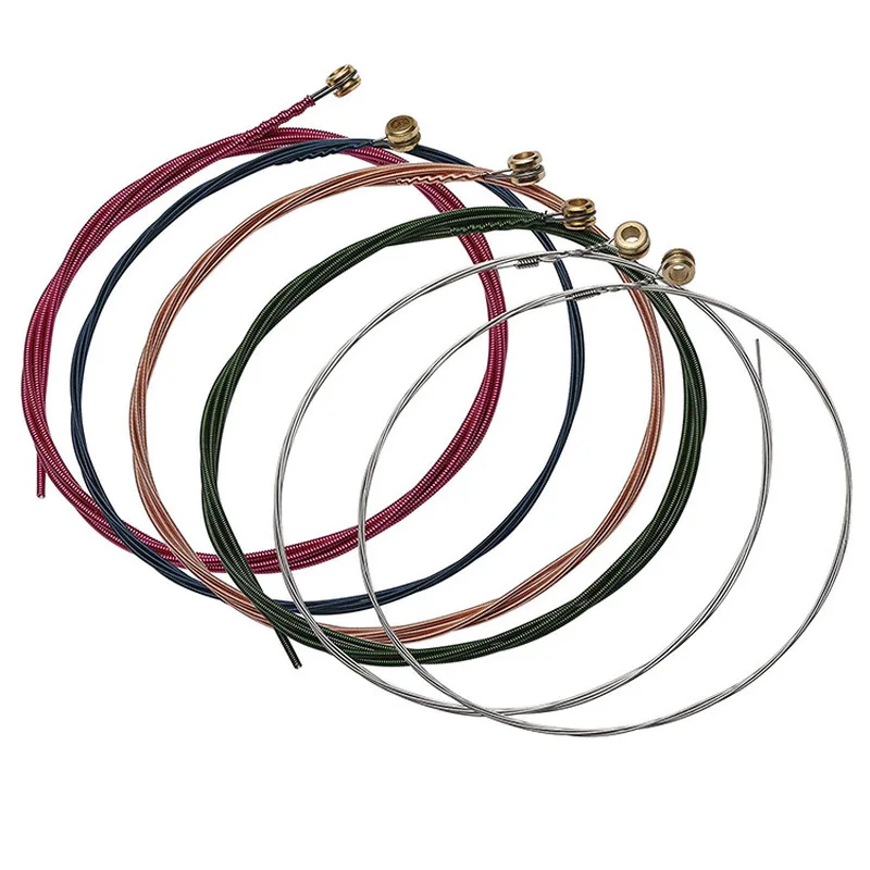 

Rainbow Colorful Gauge Stable Accessories 6pcs Acoustic Guitar String Sound Folk Durable for Musical Instruments Electric Bass