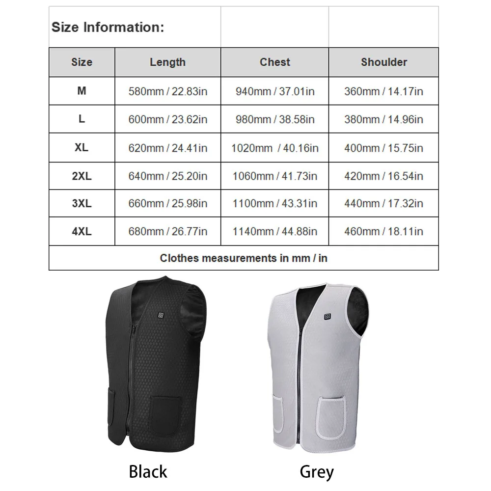 

Women Men Electric Heated Vest jacket Temperature Adjustable Winter Warm USB Heating Clothes Waistcoat Tactical Hiking Camping