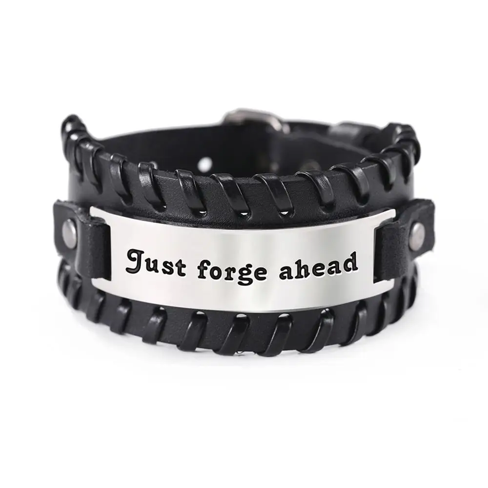 Панк для мужчин, цитата из Иисуса, подарок, ручная работа, кожа, нержавеющая сталь, Настраиваемые слова, очаровательный Браслет-манжета, браслет - Окраска металла: 24