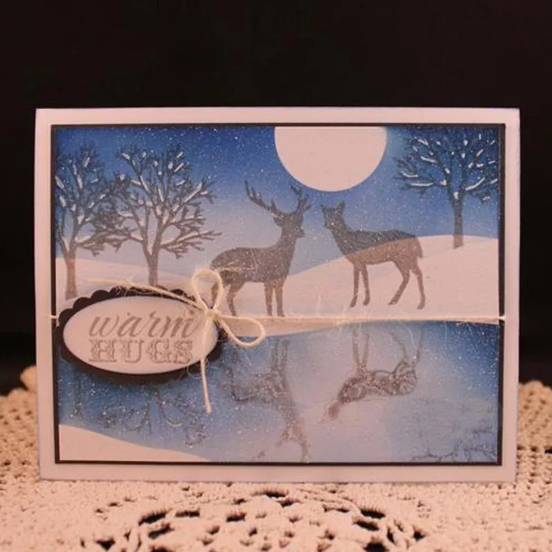 Прозрачные штампы QWELL с изображением лесных деревьев и животных для скрапбукинга