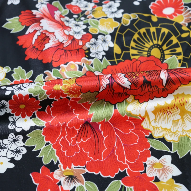 Винтажные Цветы японское кимоно текстиль мягкая ткань имитация шелка и