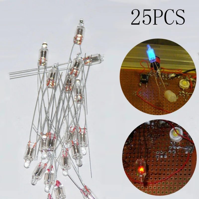 

25PC Neon Bulb Indicator Lamps 4 / 5 mm Red Green Blue Neon Light Sign Resistance Neon-Light