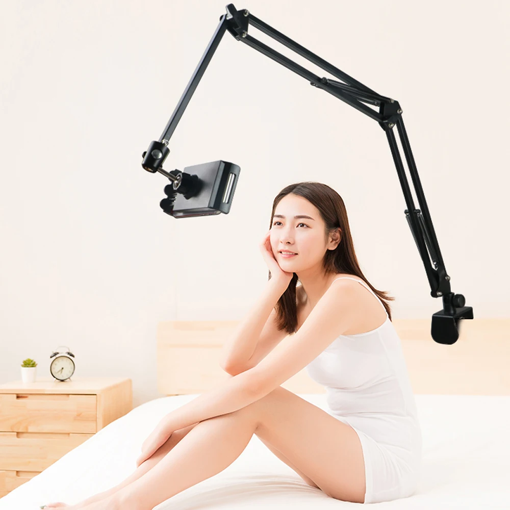 

360 Rotating Flexible Long Arms Mobile Phone Holder For iPhone Xiaomi Desktop Bed Lazy Bracket Phone Stand Metal Clamp Support