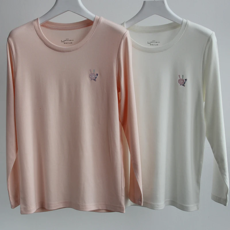 

Children's printed O-neck T-shirt Modal Cool feeling Pullover autumn girls Thermal Underwear Crew neck long sleeve home pajamas