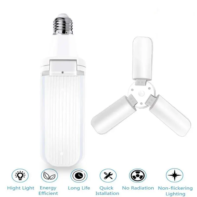 

108LED 60W E26 110-265V Transformable Folding Light Led Garage Lights Super Bright Bulbs Deformable Garage Ceiling LED Lights