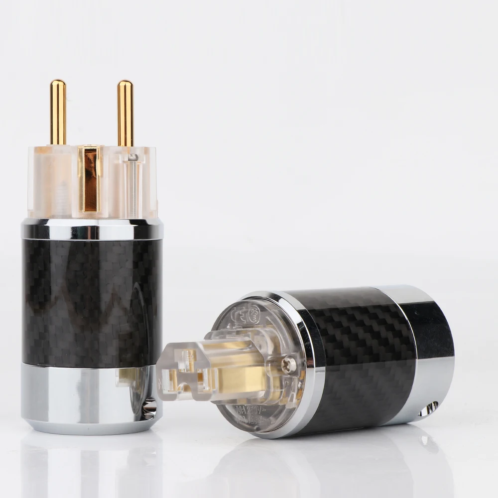 

Preffair BCF4-TEG Top Clear Carbon Fiber Gold Plated With gasket European standard AC Power Plug IEC Female Plug DIY Mains Powe