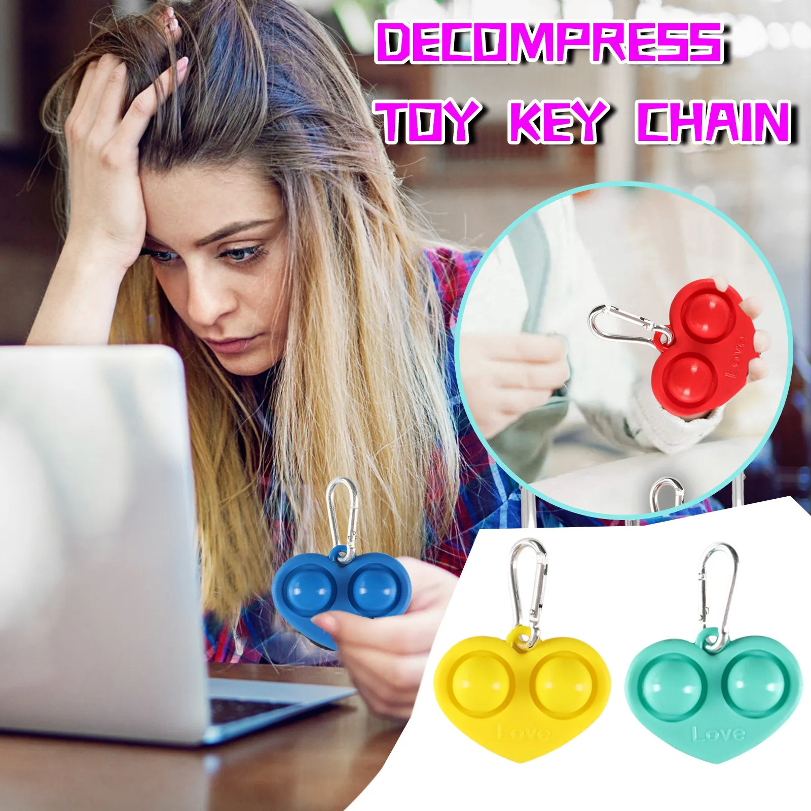 

Mother's Day Dimple Fidget Toy for Kids Adults Keychain Stress Relief Hand Toys Keychain Pack Toys For Adults 18 Antistress