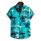 Горячая Для мужчин в полоскусо звездным принтом; Летние Гавайские рубашки размера плюс отложной воротник свободные Повседневное рубашки для мальчиков пляжная одежда