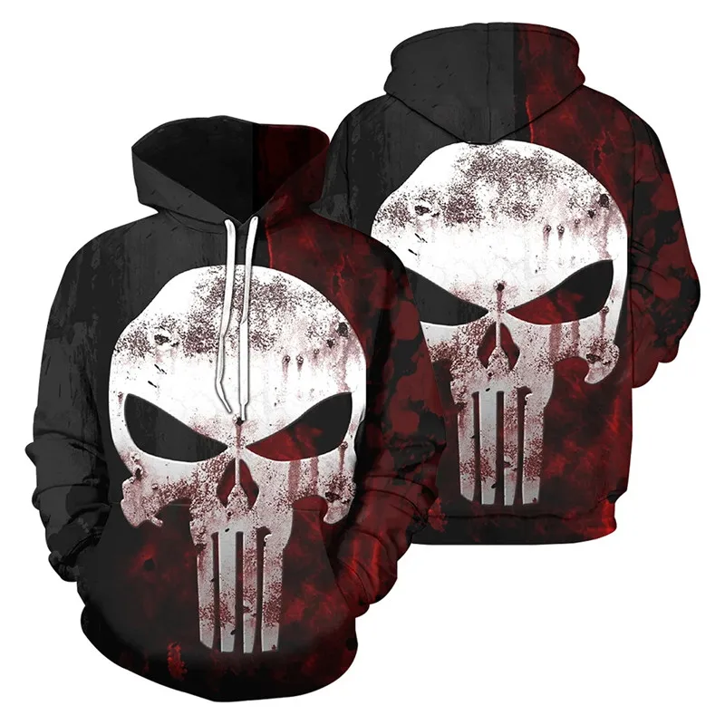 

Autumn and winter men's tops and hoodies new skull and crossbones series 3D printing fashion unisex casual sweatshirt/zip jacket