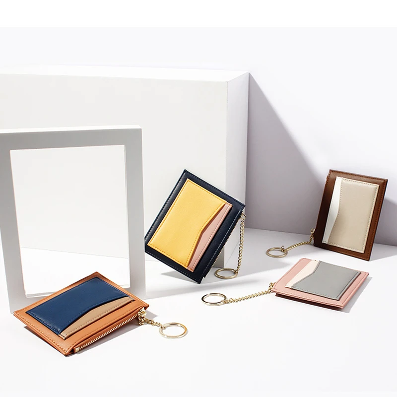 

BISI GORO 2021 New Women's PU Coin Purse Fashion Splicing Key Multi-card Zipper Card Holder Multi-function Mini Small Wallet