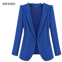 2021 spring and autumn new mid length straight slim fashion large size unbuttoned suit jacket women solid full polyester spliced