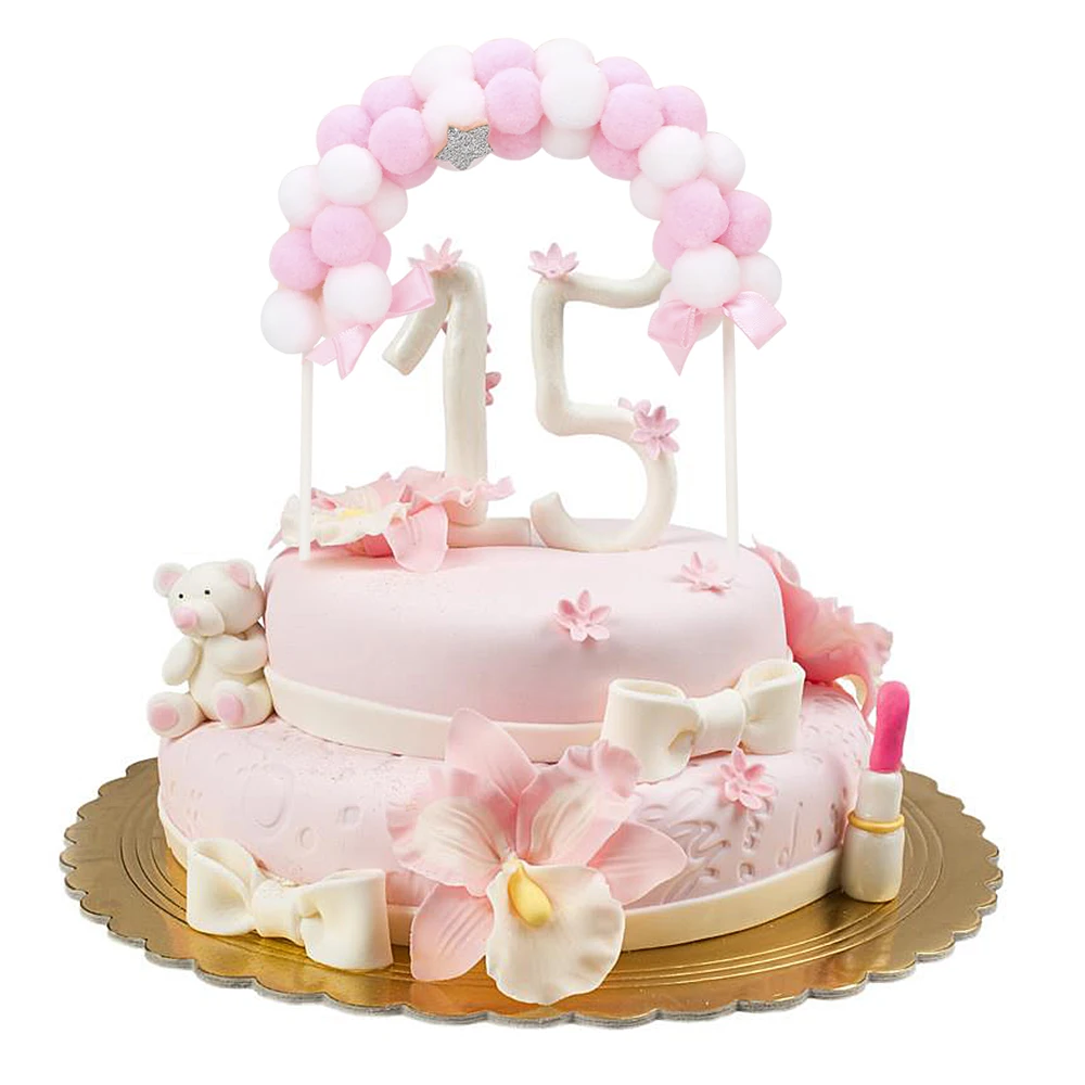

Cake Flags DIY Cake Top Flags Decoration Festival Party Supplies Pink Blue Soft Pompom Cloud 1pcs Birthday Cake Topper