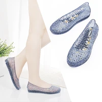 crystal sandals womens fashion jelly transparent summer outside wearing sandals comfortable net shoes female flat sandals shoes