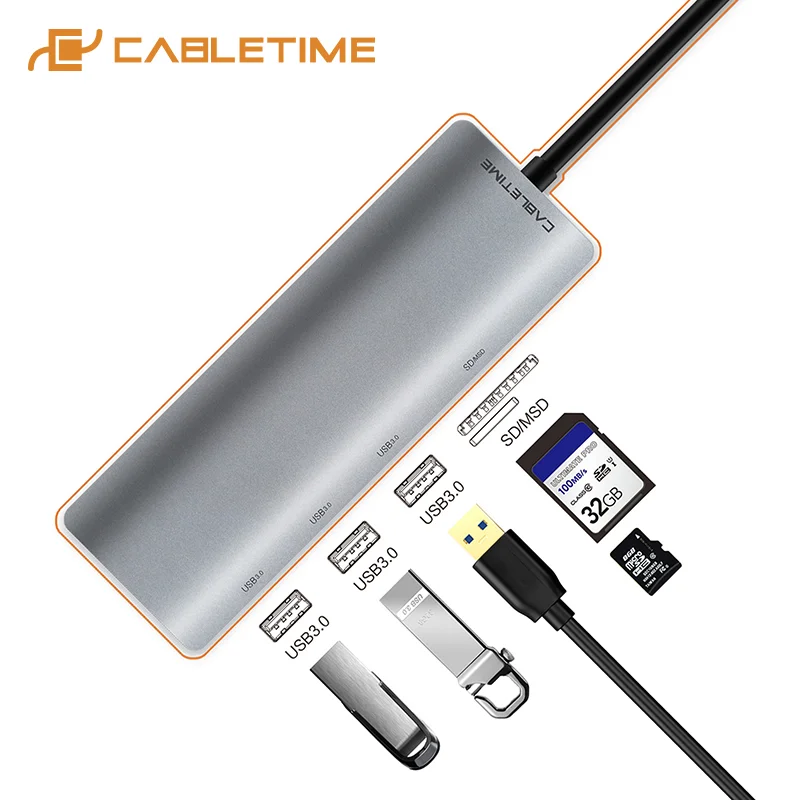 Адаптер для чтения карт 5 в 1 концентратор USB Type C 3 0 TF Micro SD usb порта ноутбуков ПК MacBook