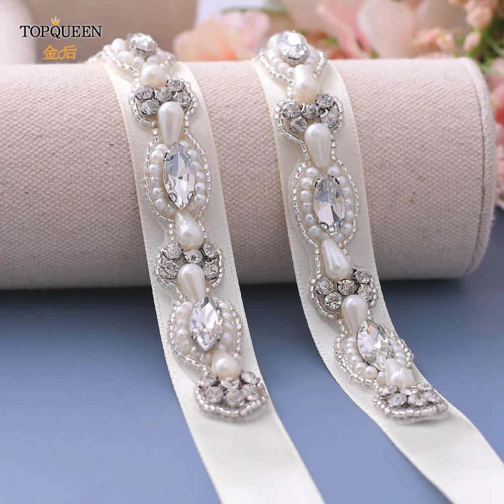 TOPQUEEN S388 Свадебные ремни с жемчугом Для женщин Стразы бисером пояса Люкс