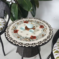 european pastoral cotton embroidered hollow round tablecloth bedroom balcony coffee tea table cloth christmas party decoration