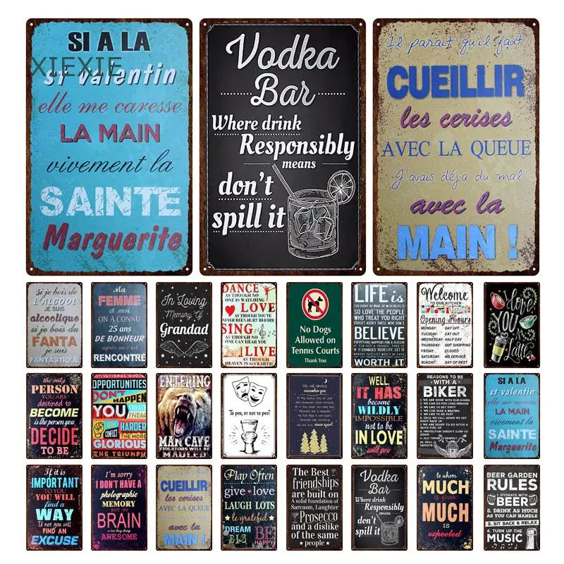 Винтаж в стиле ретро металлический декор Семья Правило Наклейки жестяная доска